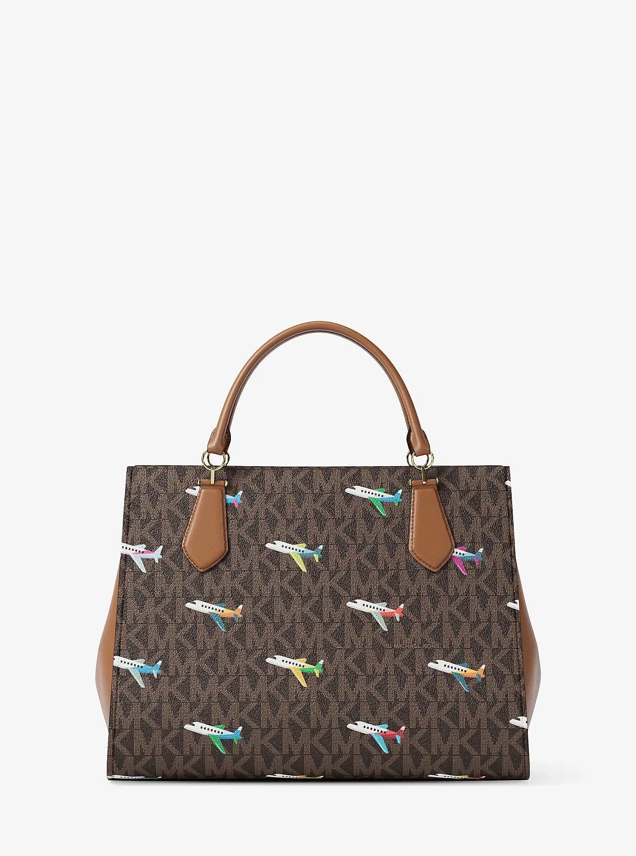 Michael Kors Marilyn Medium Printed Signature Logo Satchel Brown