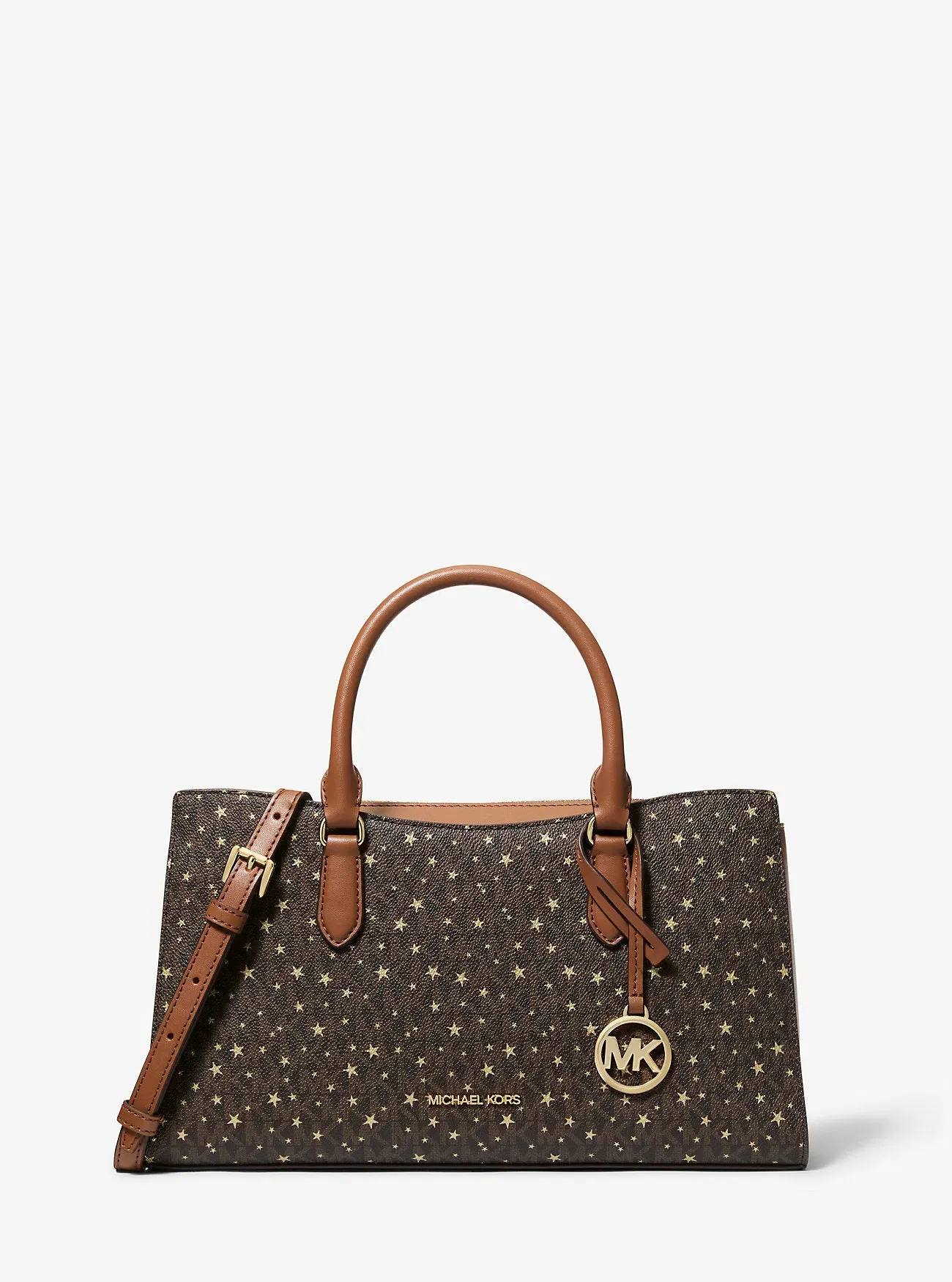 Michael Kors Arden Medium Printed Signature Logo Satchel Brown