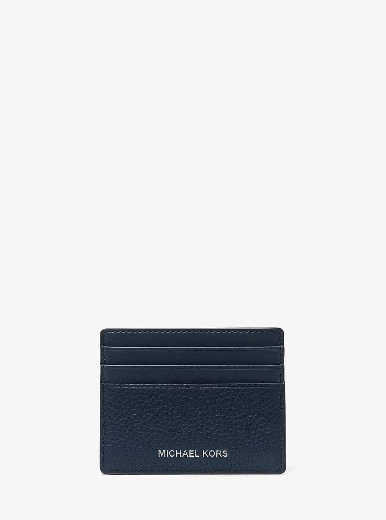 Michael Kors Cooper Pebbled Leather Tall Card Case Navy