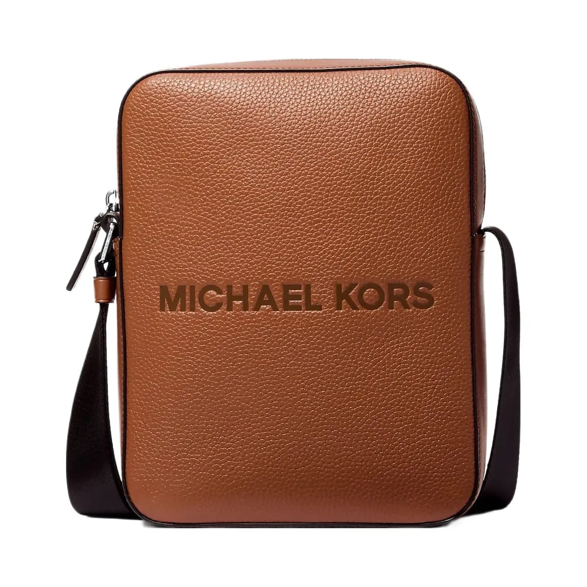 Michael Kors Cooper Logo Embossed Pebbled Leather Messenger Bag Luggage