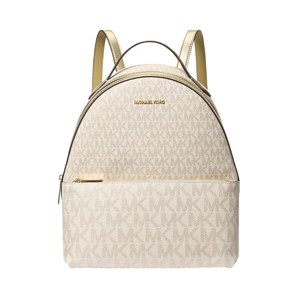 Michael Kors Sheila Medium Two-Tone Signature Logo Backpack Pale Gold