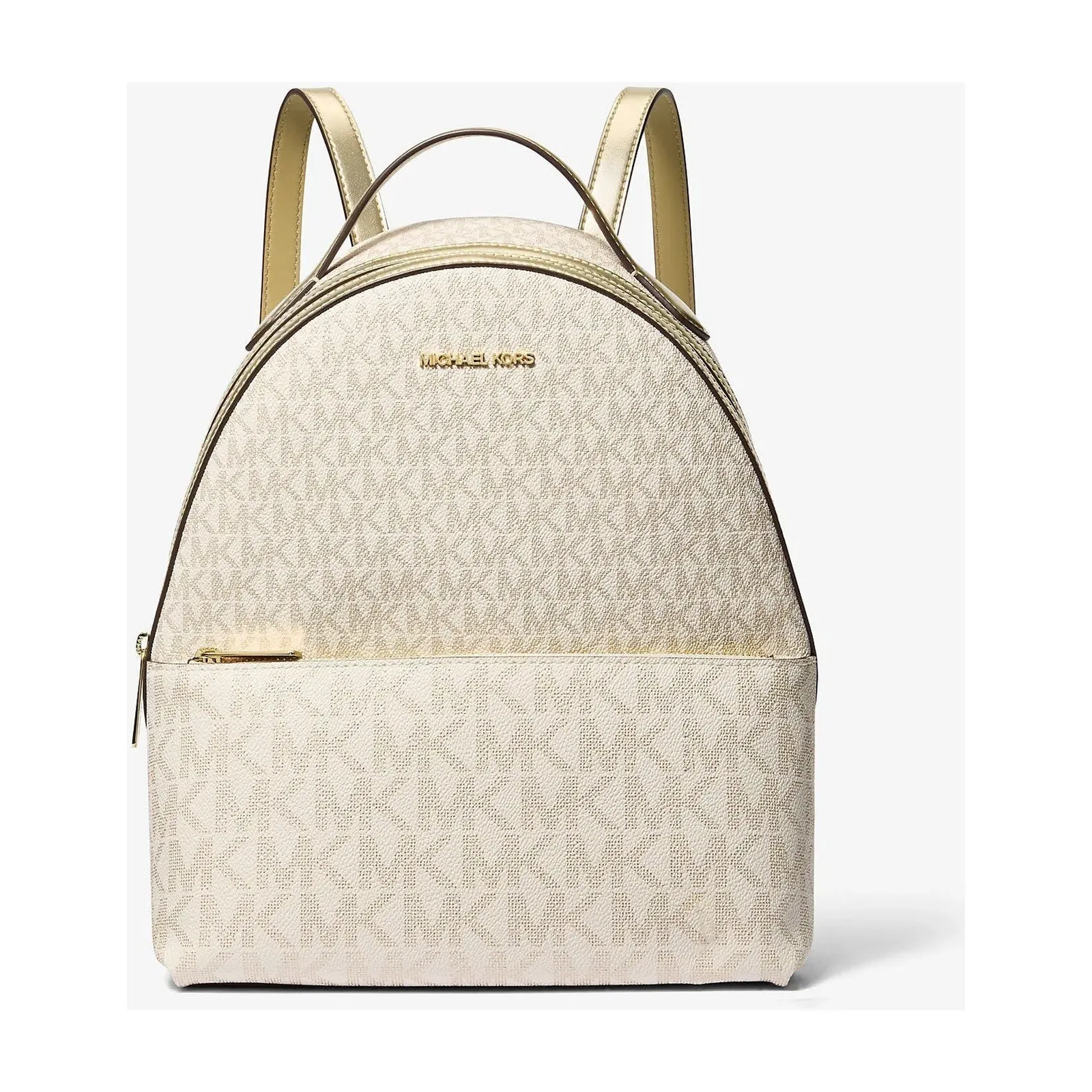 Michael Kors Sheila Medium Two-Tone Signature Logo Backpack Pale Gold