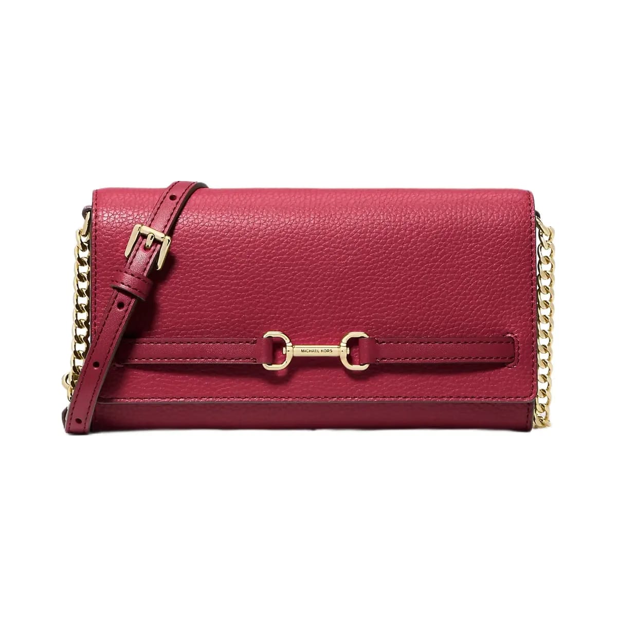 Michael Kors Carson Large Pebbled Leather Convertible Crossbody Bag Cherry
