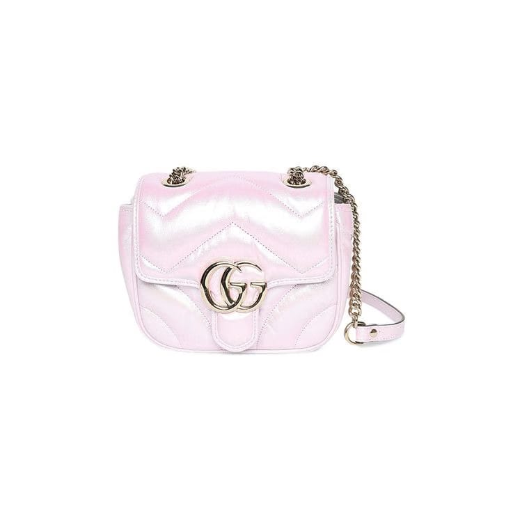 Gucci Marmont Mini Shoulder Bag Iridescent Escape Pink