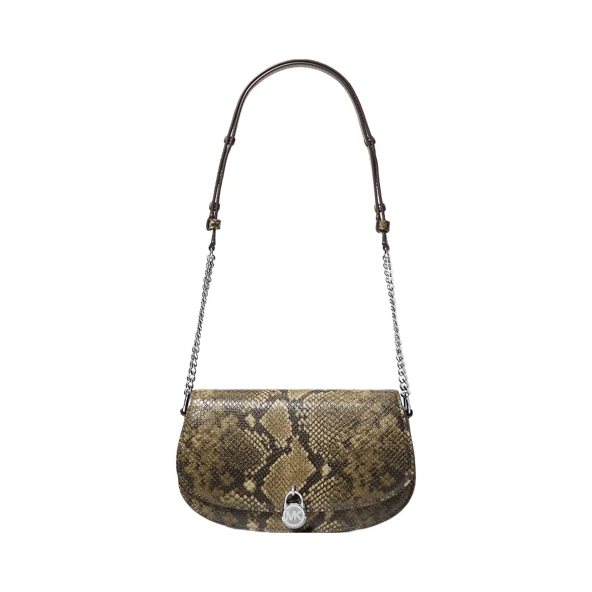 Michael Kors Mila Medium Snake Embossed Messenger Bag Olive