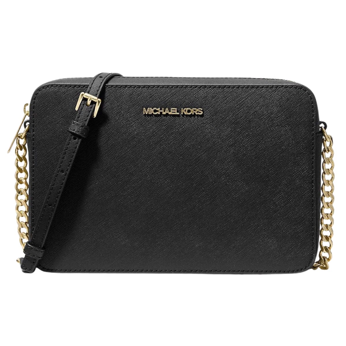 Michael Kors Jet Set Large Saffiano Leather Crossbody Bag Black