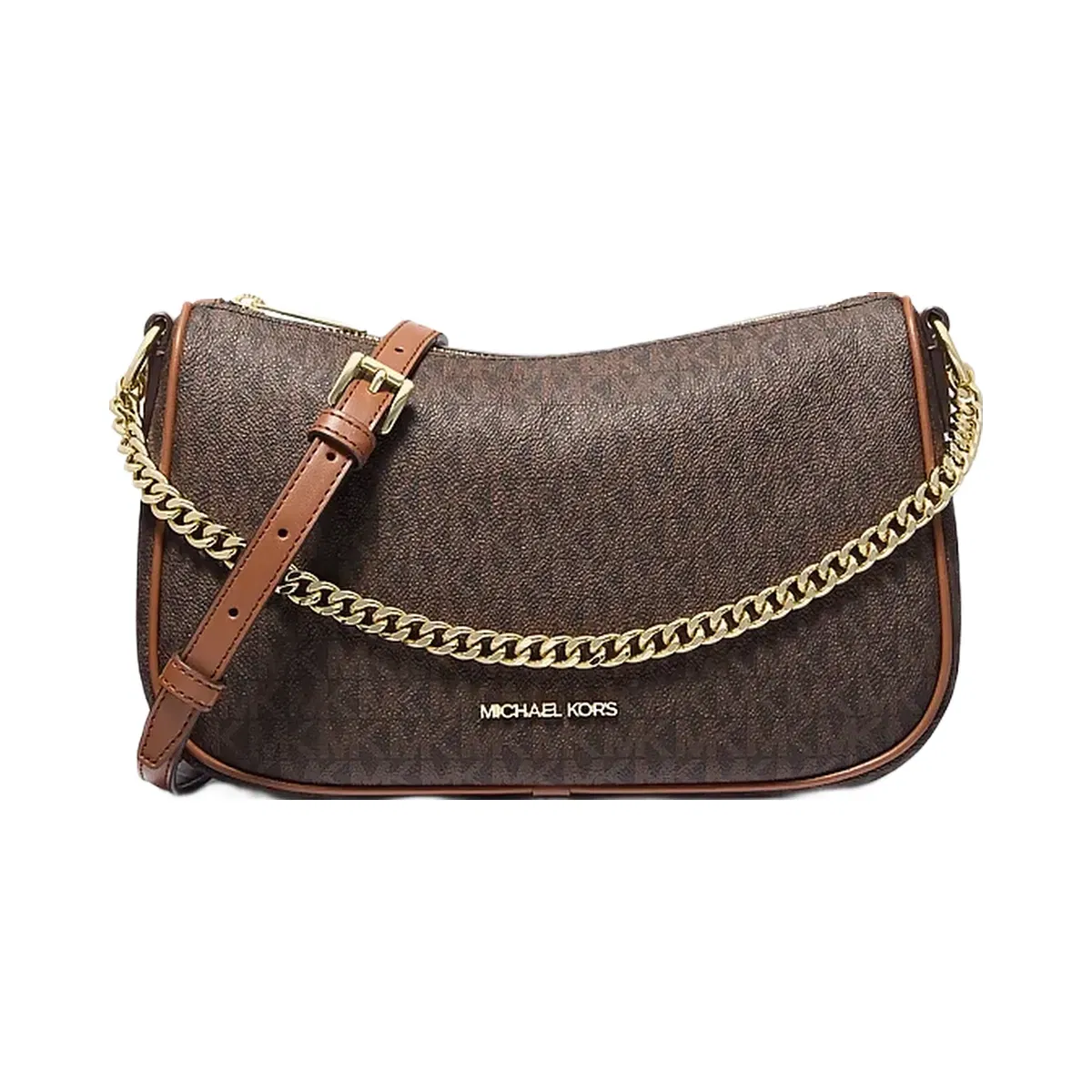 Michael Kors Carmela Medium Signature Logo Convertible Crossbody Bag Brown