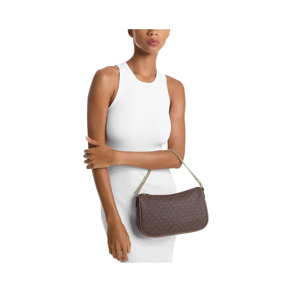 Michael Kors Carmela Medium Signature Logo Convertible Crossbody Bag Brown