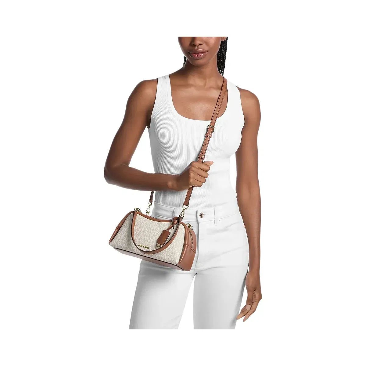 Michael Kors Cecily Small Signature Logo Shoulder Bag Vanilla