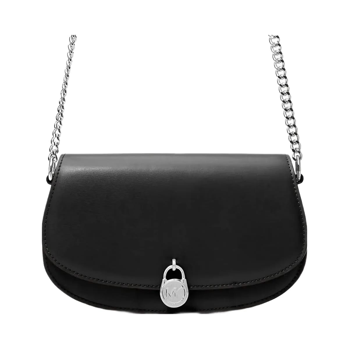 Michael Kors Mila Medium Leather Messenger Bag Black