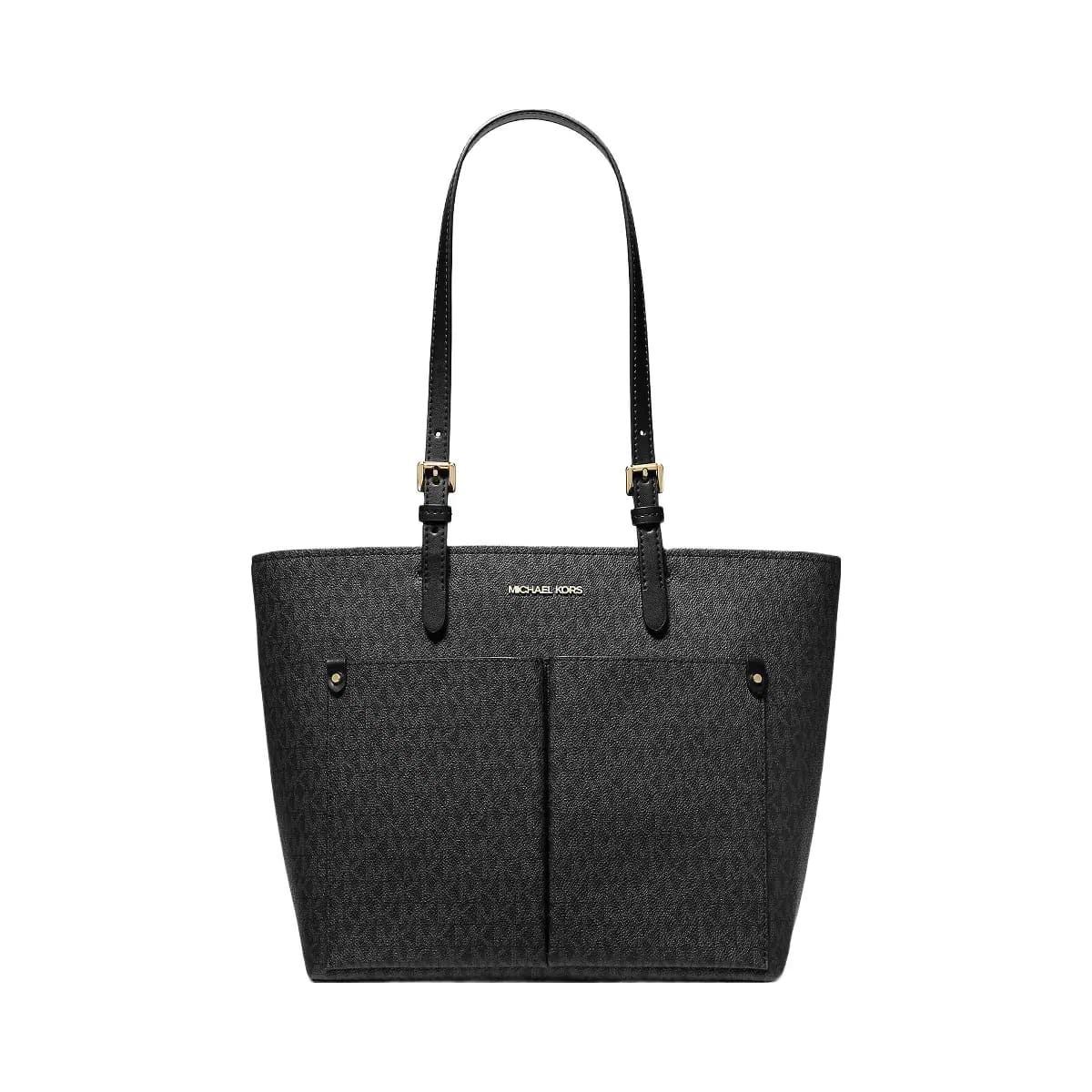Michael Kors Rhea Medium Metallic Signature Logo Backpack Black