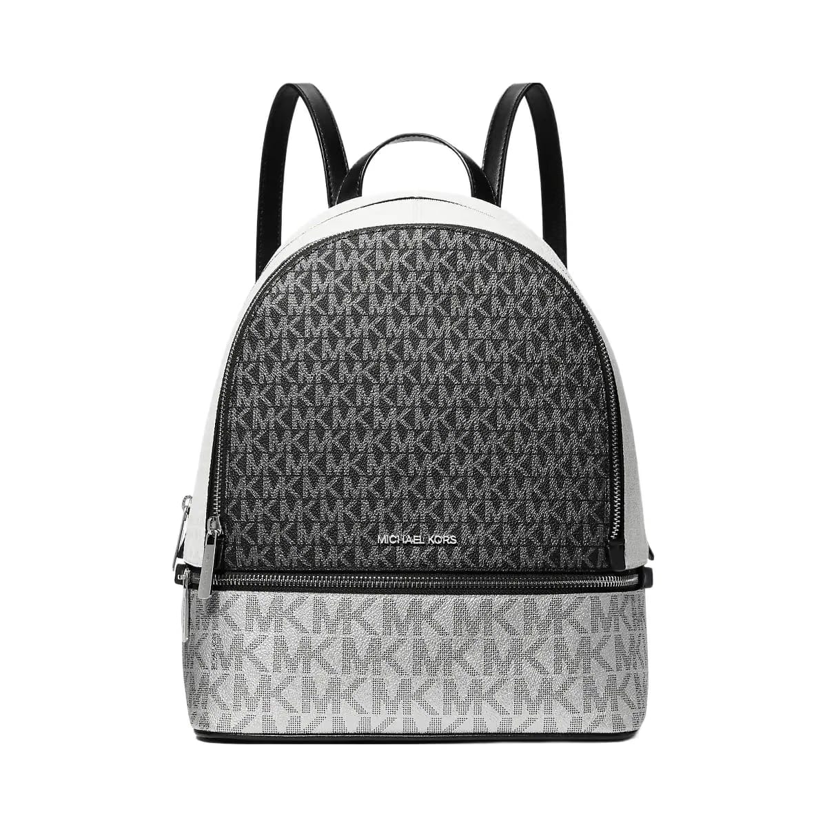 Michael Kors Rhea Medium Metallic Signature Logo Backpack Black