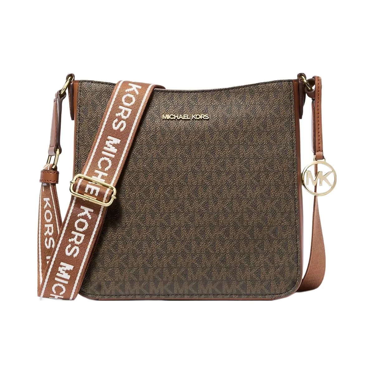 Michael Kors Jet Set Travel Small Signature Logo Messenger Bag Brown