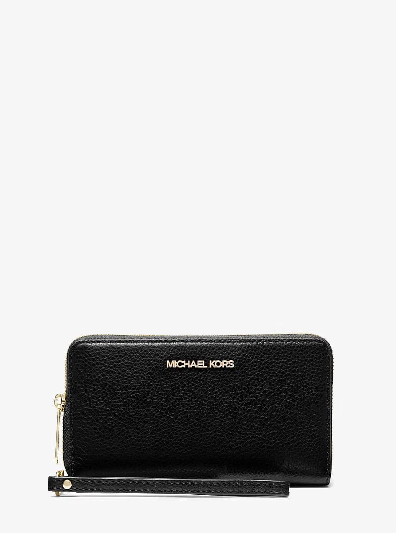 Michael Kors Large Pebbled Leather Smartphone Wristlet Black