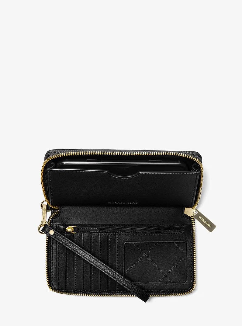 Michael Kors Large Pebbled Leather Smartphone Wristlet Black