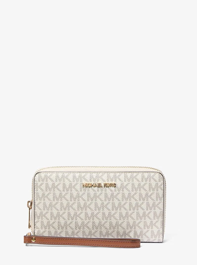 Michael Kors Jet Set Signature Logo Smartphone Wristlet Vanilla