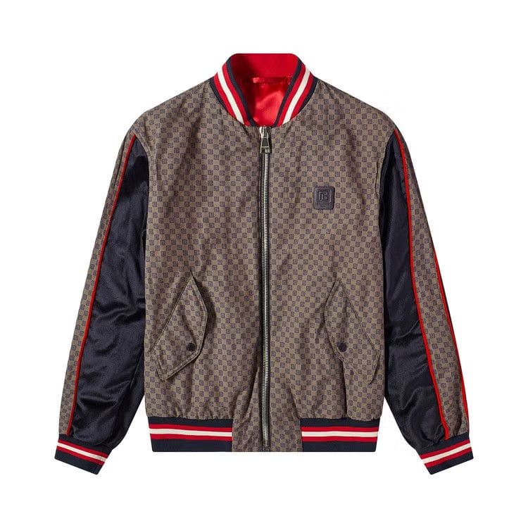 Balmain Mini Monogram Bomber Jacket Brown/Dark Brown/Navy/Red