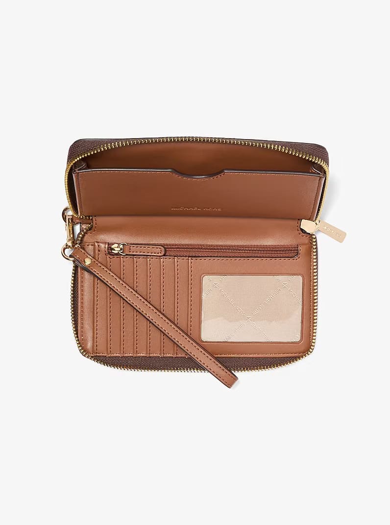 Michael Kors Jet Set Signature Logo Smartphone Wristlet Brown