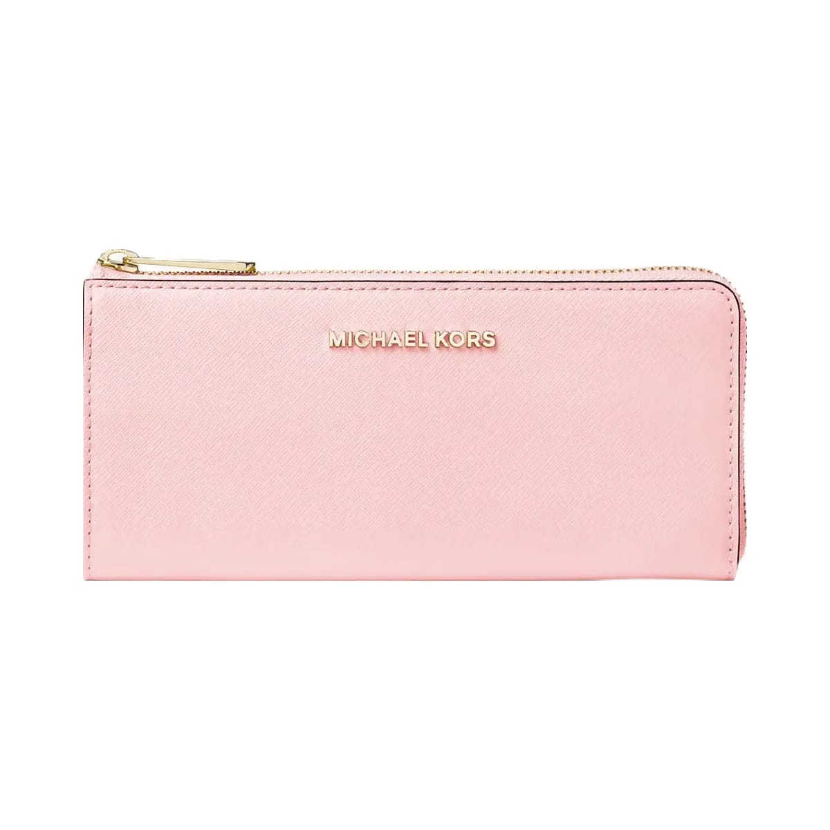 Michael Kors Jet Set Travel Large Saffiano Leather Quarter-Zip Wallet Powder Blush