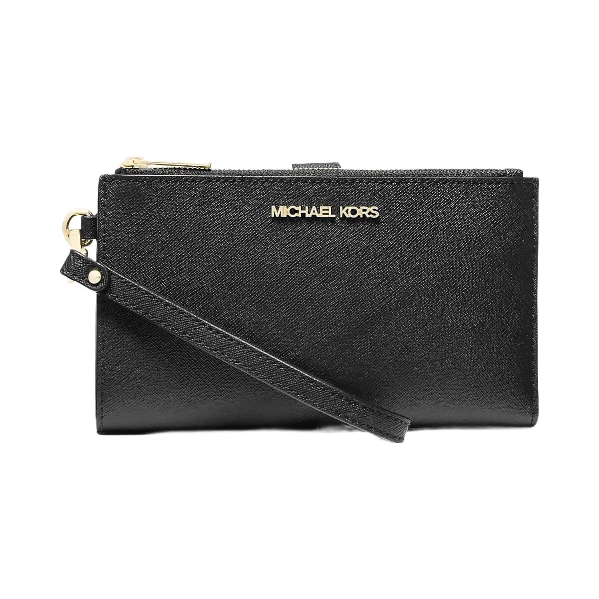Michael Kors Jet Set Large Leather Smartphone Wristlet Wallet Black
