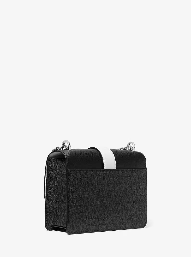 Michael Kors Greenwich Small Color-Block Signature Logo Crossbody Bag Black Combo