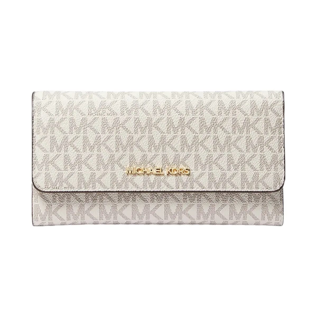 Michael Kors Jet Set Large Logo Trifold Wallet Vanilla