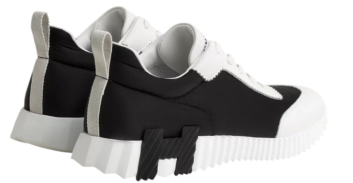 Hermes Bouncing Sneaker Ripstop Fabric Black White Orange