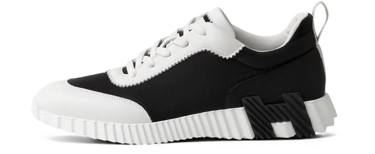 Hermes Bouncing Sneaker Ripstop Fabric Black White Orange