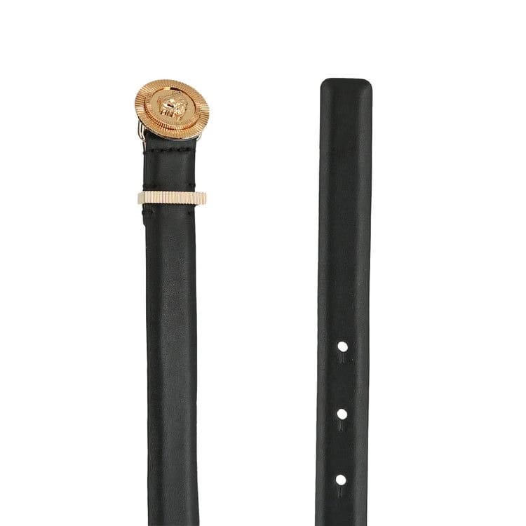 Versace Medusa Biggie Thin Leather Belt Black/Gold
