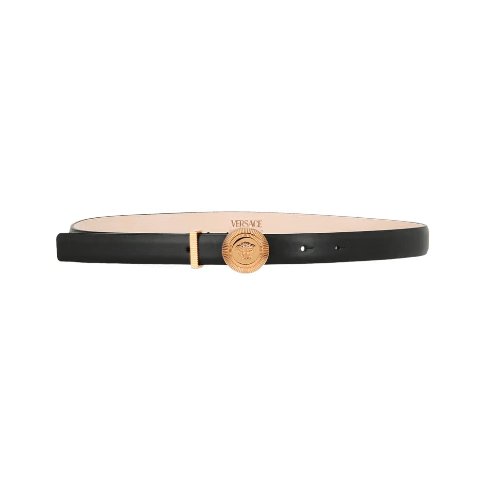 Versace Medusa Biggie Thin Leather Belt Black/Gold