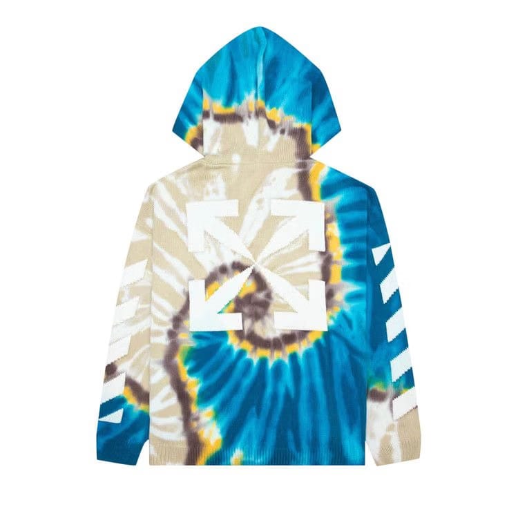 Off-White Diag Tie Dye Knit Hoodie Bone/White