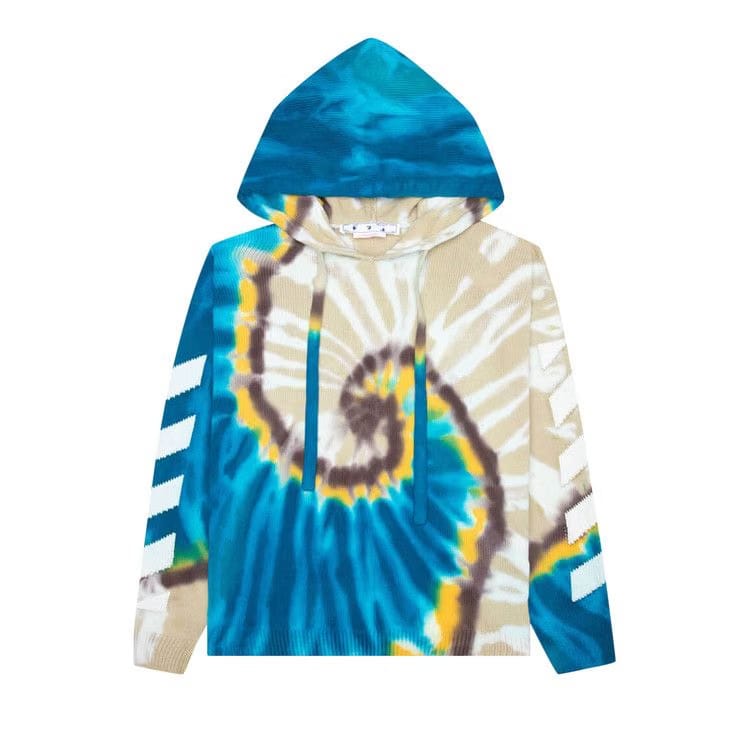 Off-White Diag Tie Dye Knit Hoodie Bone/White