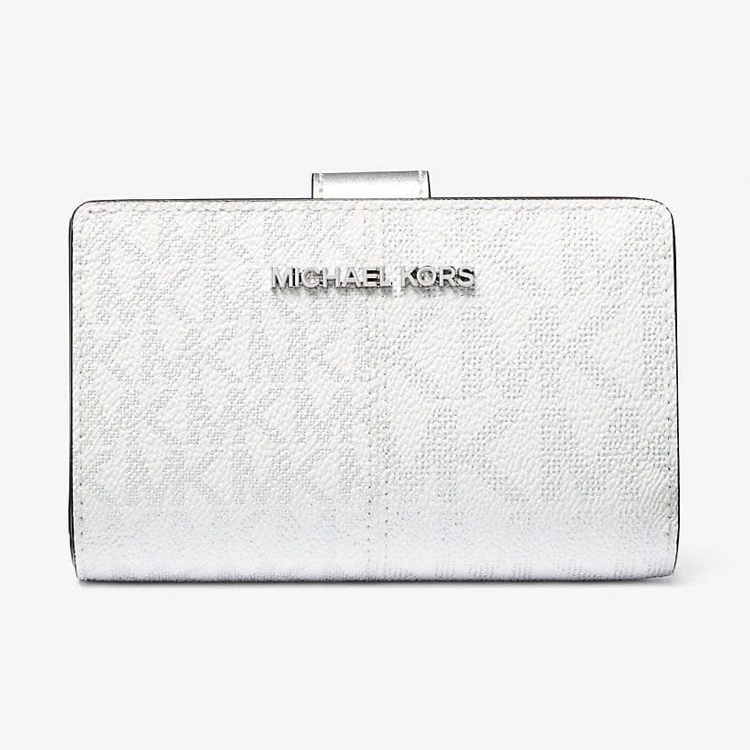Michael Kors Jet Set Travel Medium Logo Bi-Fold Wallet Silver