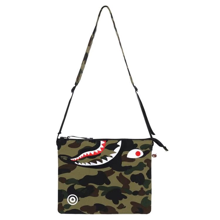 BAPE 1st Camo Shark Crossbody Bag Green