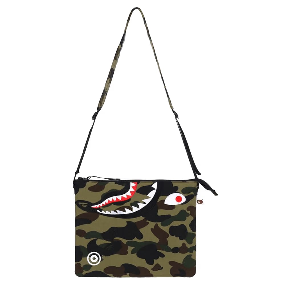 BAPE 1st Camo Shark Crossbody Bag Green