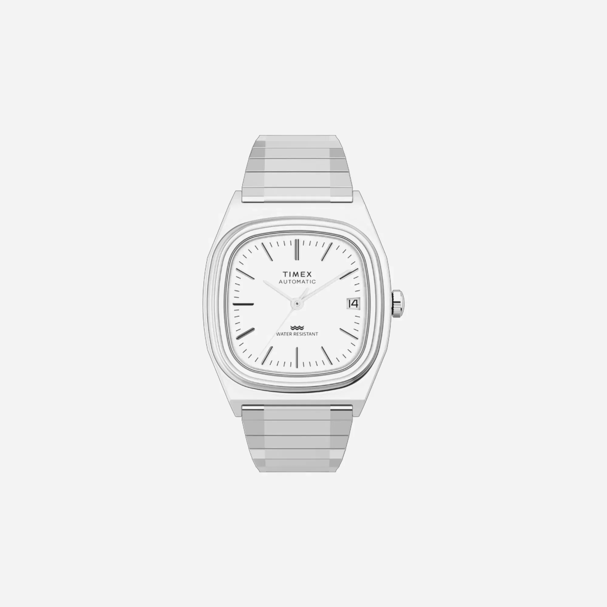 Timex Automatic 1983 E Line Reissue Silver Tone Dial Expansion Band Stainless Steel Watch