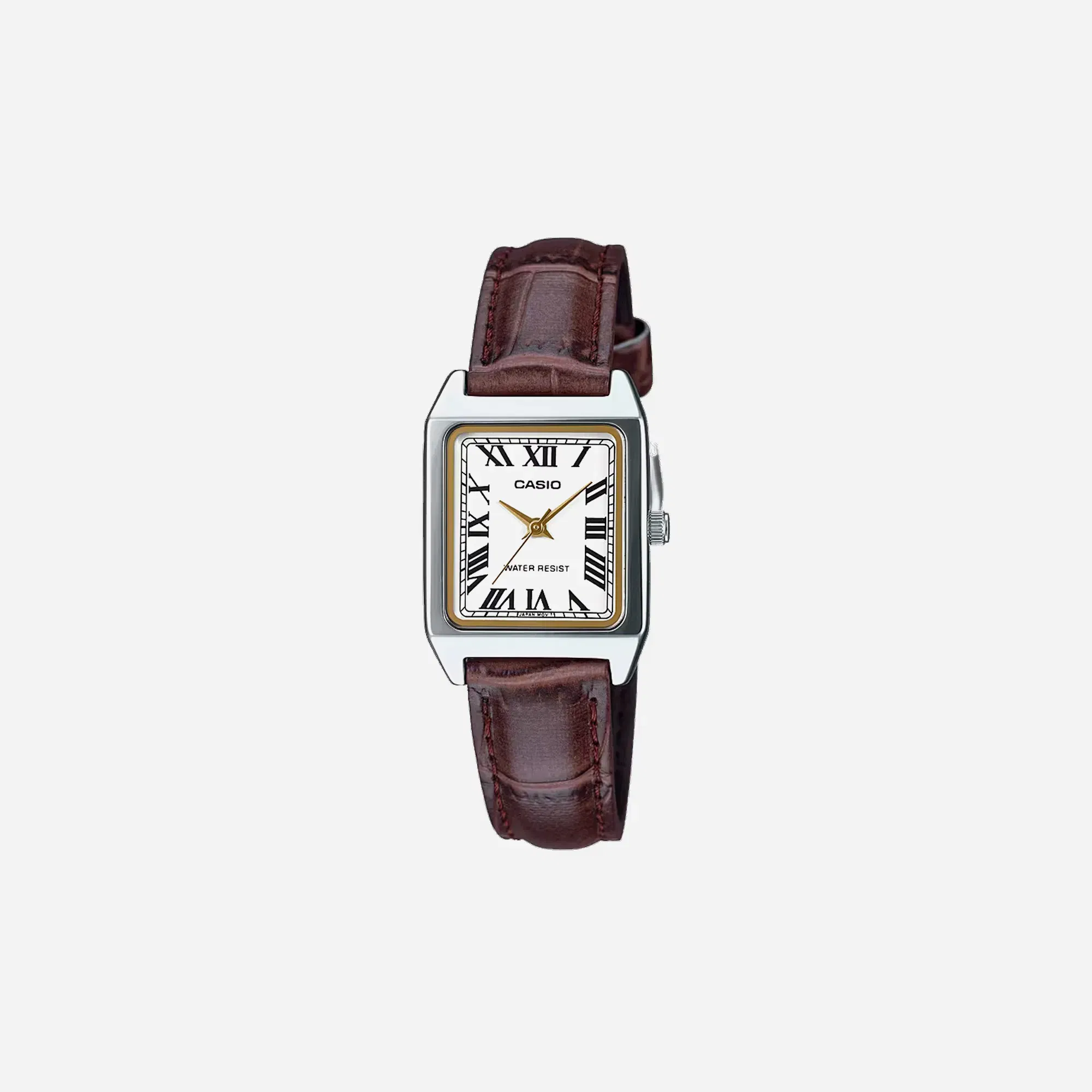 Casio LTP-V007L-7B2UDF White Dial Brown Leather Strap Watch