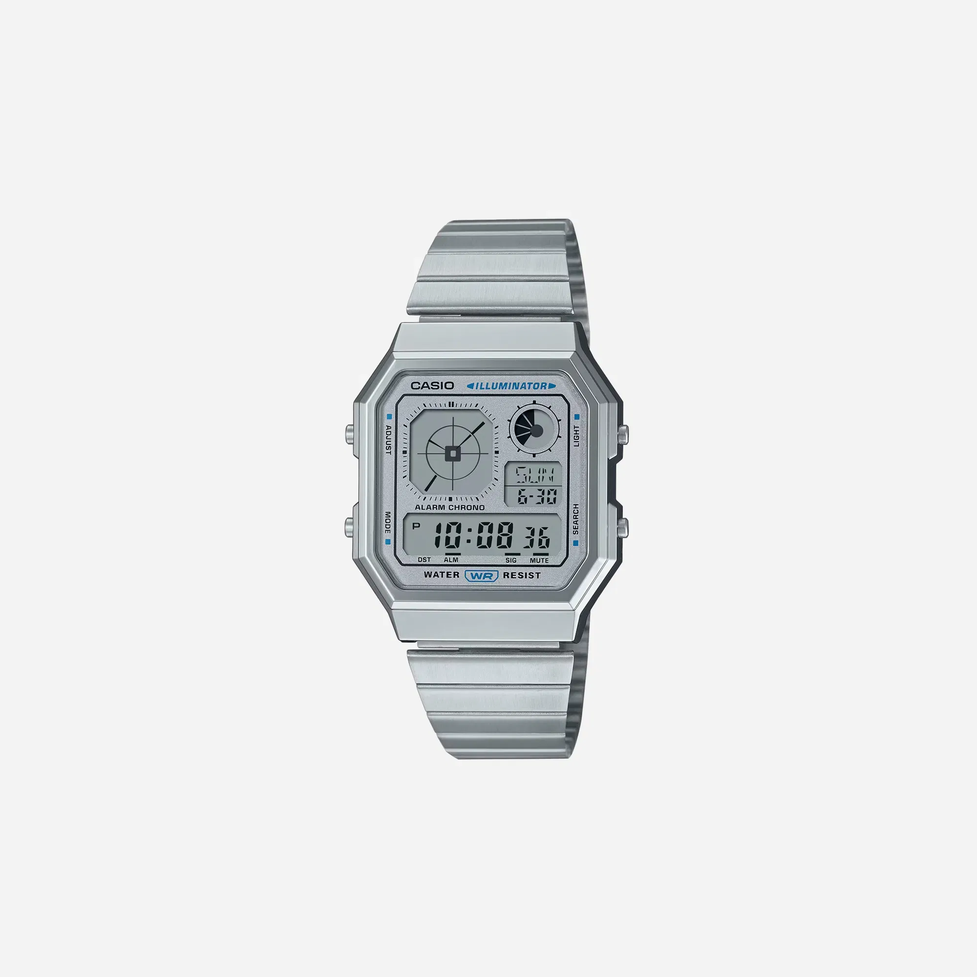 Casio Vintage A130WE-7ADF Quartz Silver Dial Digital Stainless Steel Watch