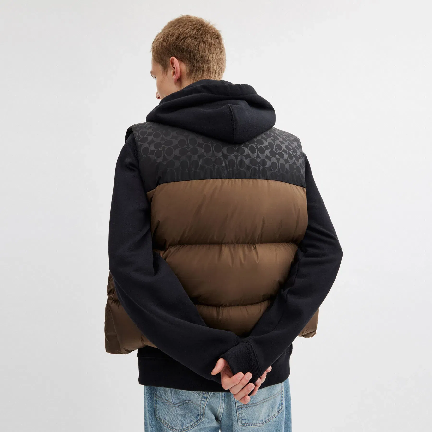 DOWN PUFFER VEST IN RECYCLED POLYESTER Dark Moss