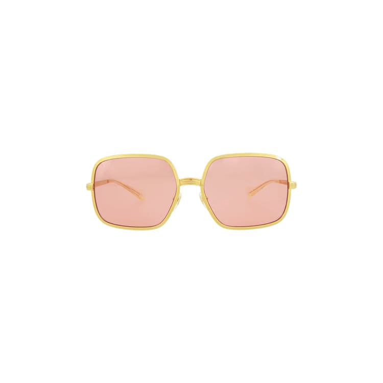 Gucci Square Frame Sunglasses Gold/Red