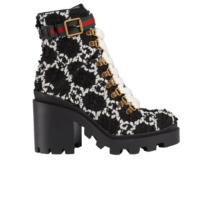 Gucci Wmns GG Ankle Boot 'Black White Tweed'