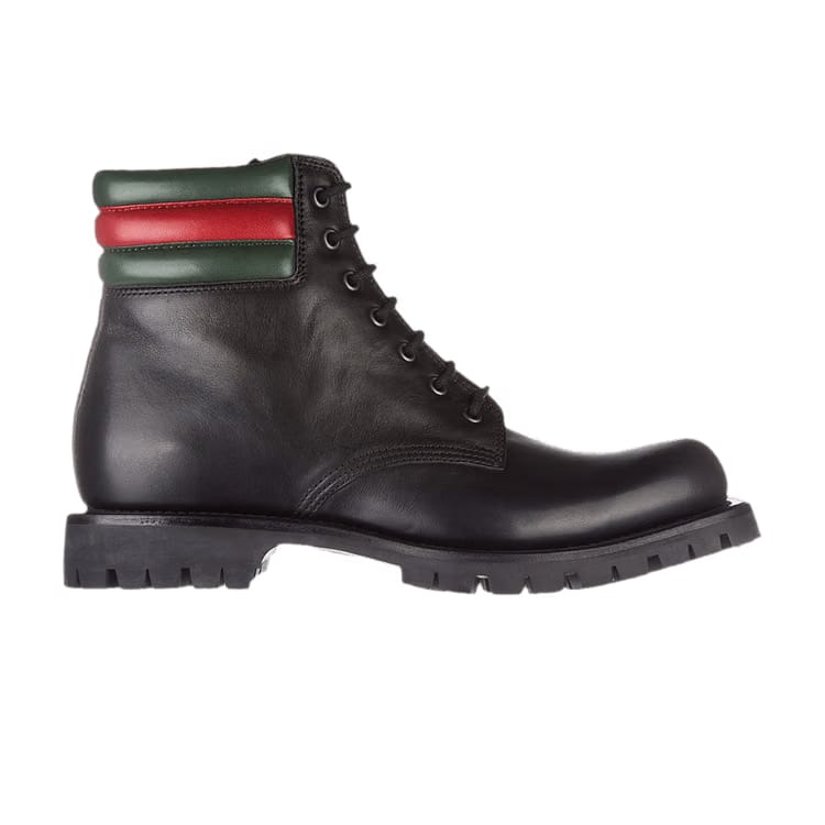 Gucci Lace Up Leather Boot Black