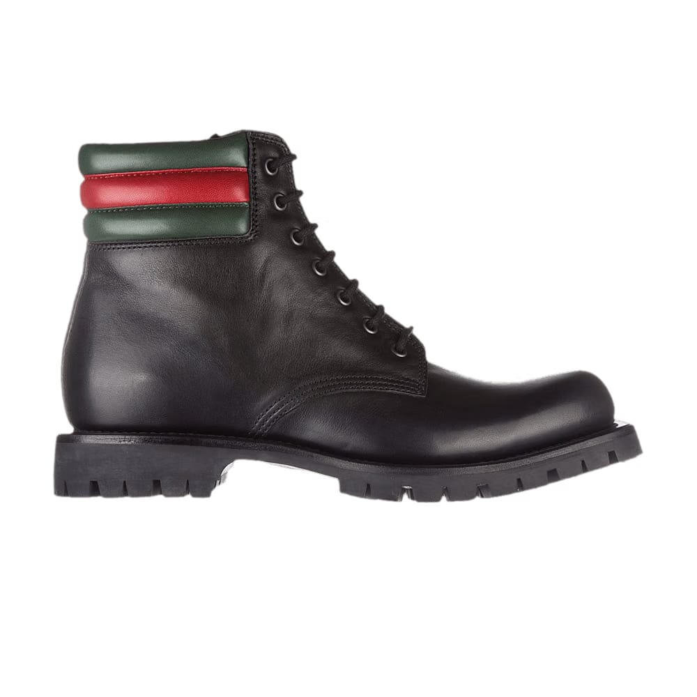 Gucci Lace Up Leather Boot Black