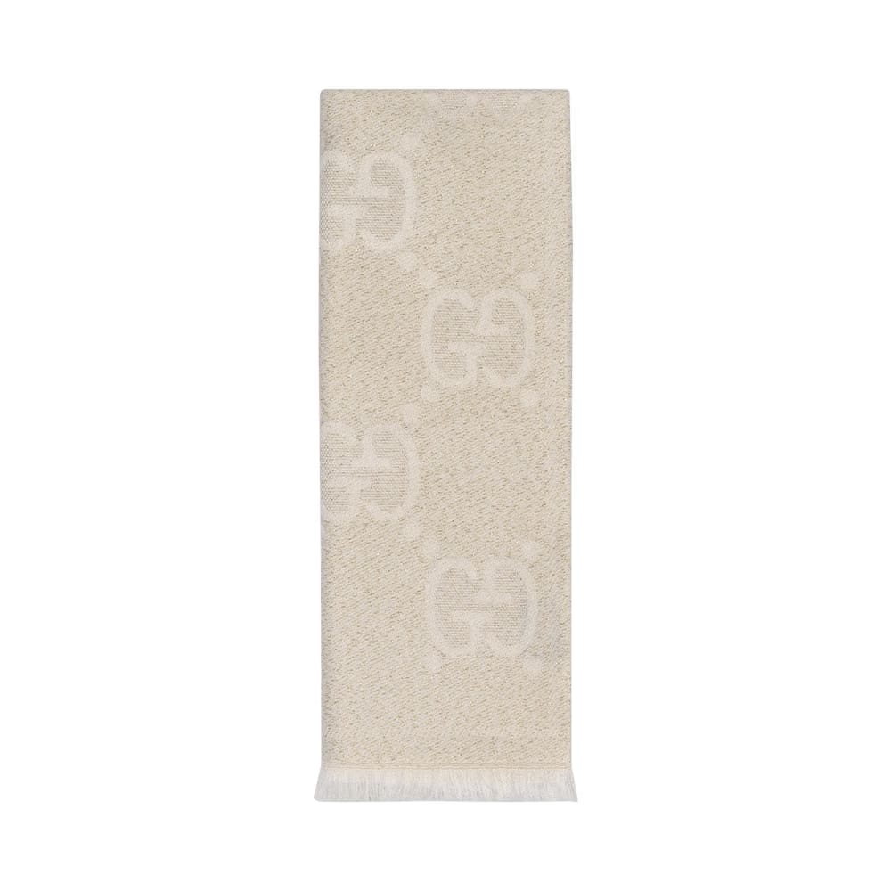 Gucci GG Wool Jacquard Scarf Ivory
