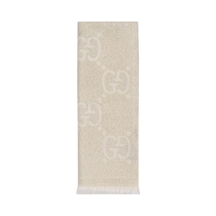 Gucci GG Wool Jacquard Scarf Ivory