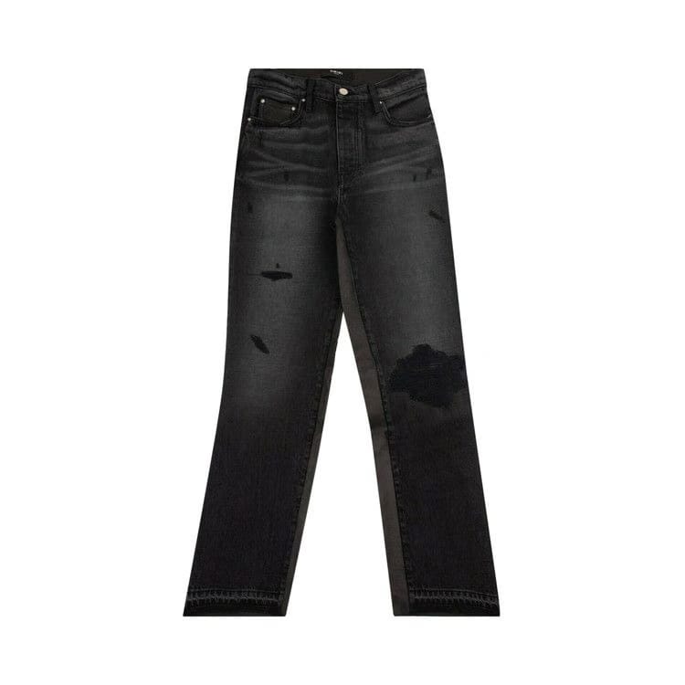 Amiri Leather Hybrid Cropped Jeans Black