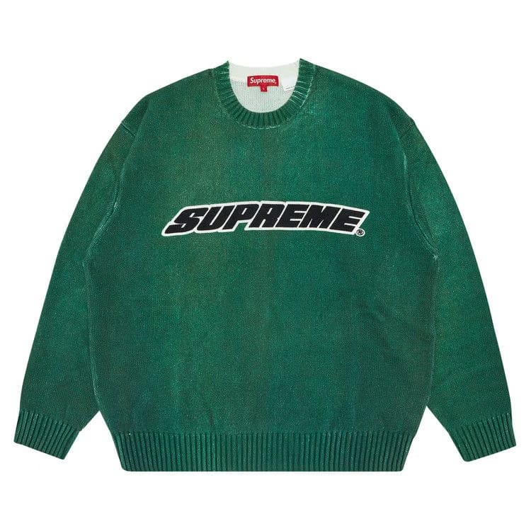 Supreme Printed Washed Sweater Olive
