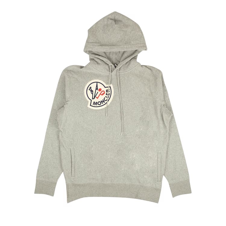 Moncler 1952 Logo Patch Hoodie Sweatshirt Grey/White
