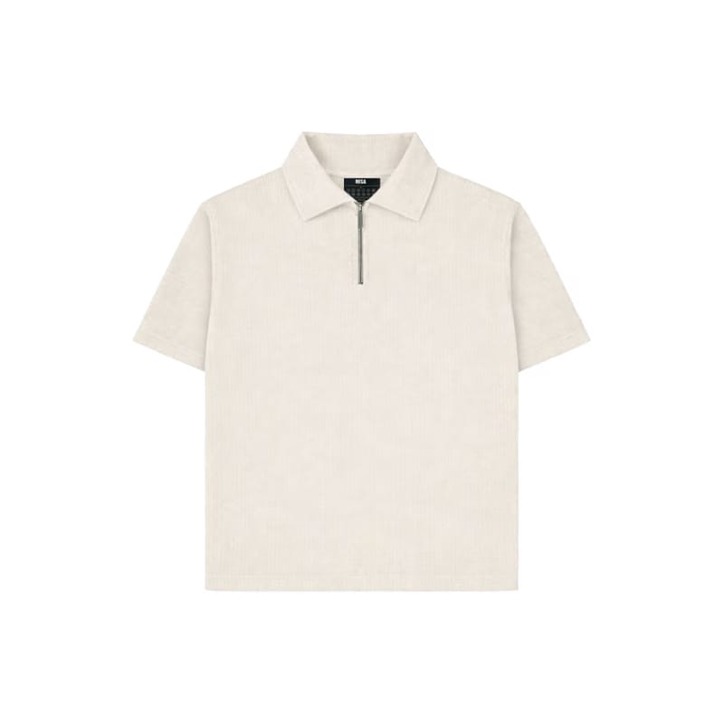 Beige Half Sleeves Quarter Zip