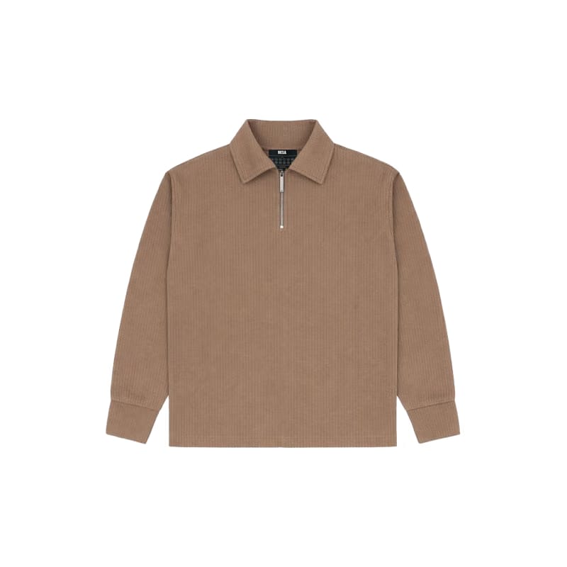 Brown Full Sleeves Quarter Zip